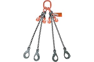 ADVANTAGE RIGGING Chain Sling - 3/8" x 6' Quad Leg with Positive Locking Hooks and Adjusters - Grade 100