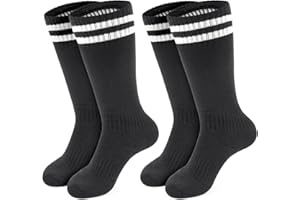 2 Pairs Kids Soccer Socks Athletic Sports Team Knee High Socks for Youth Boys Girls