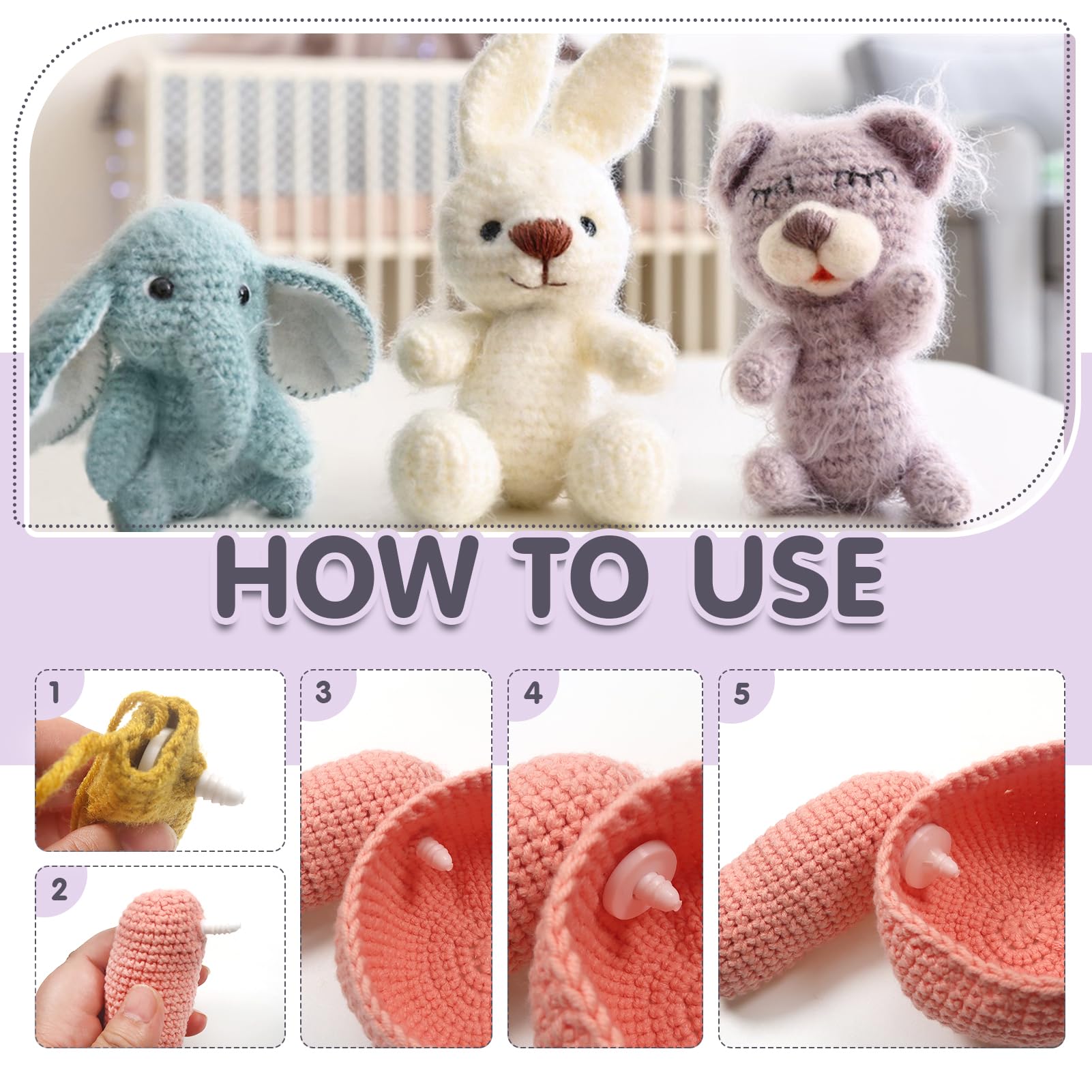 TOAOB 20 Set 20mm Doll Joints for Amigurumis Crochet White Movable Plastic Animals Safety Joints for Crochet Accessories Stuffed Animals Crafts Puppets Limbs and Arm Leg Neck Joints Doll Making