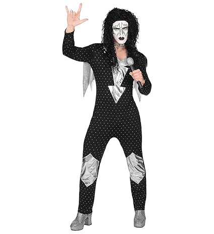 Panelize Rocker Hardrock Heavy Metal Kostüm mit Perücke und aufblasbarer Gitarre (XL)