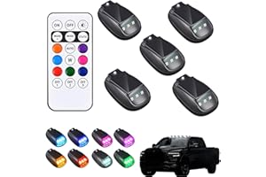 2/4/5PCS Solar Cab Lights, 2026 New Solar Car Roof RGB Strobe Light, No Drill Solar Powered Cab Lights, with Remote Control, 