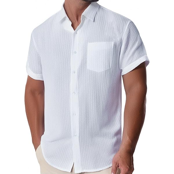 ZAFUL Men's Polo Shirts Textured Short Sleeve Golf Shirt Openwork Casual Cuban Geometric Jacquard T Shirt 1096105