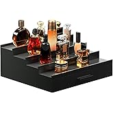 Sephyroth Cologne Organizer for Men 4 Tier of Elevated Cologne Display Shelf with Drawer Storage Perfume Organization and Storage Display Risers,Great Gift for Man(4Tier-Black)
