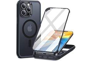 Shiiuou Magnetic for iPhone 15 Pro Max Case [Compatible with Magsafe] with Built-in 9H Tempered Glass Screen Protector Cover Full-Body Shockproof Matte Phone Case for iPhone 15 Pro Max, Black