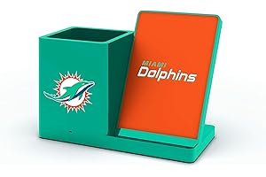 SOAR NFL Miami Dolphins Wireless Charger and Desktop Organizer, Team Color