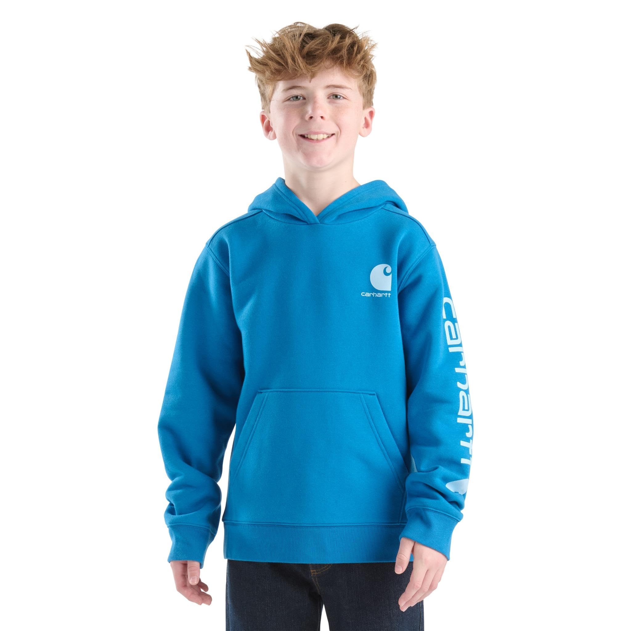 Carhartt Boys' Pullover Hooded Sweatshirt, Deep Water, 8-10 Image