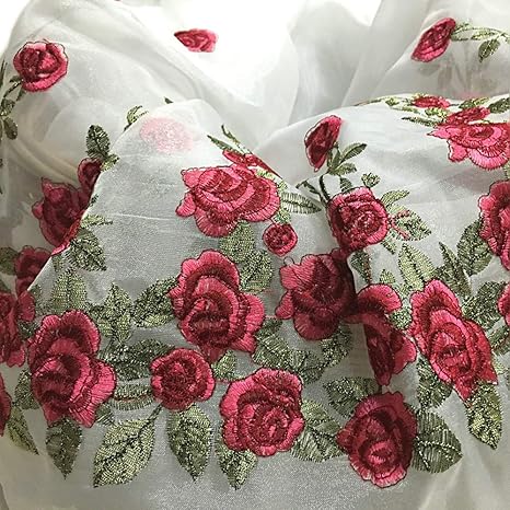 wedding dress with red roses