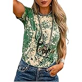 Western Cowboy T-Shirt for Women Cowgirl Rodeo Casual Shirts Vintage Desert Cactus Graphic Tee Tops