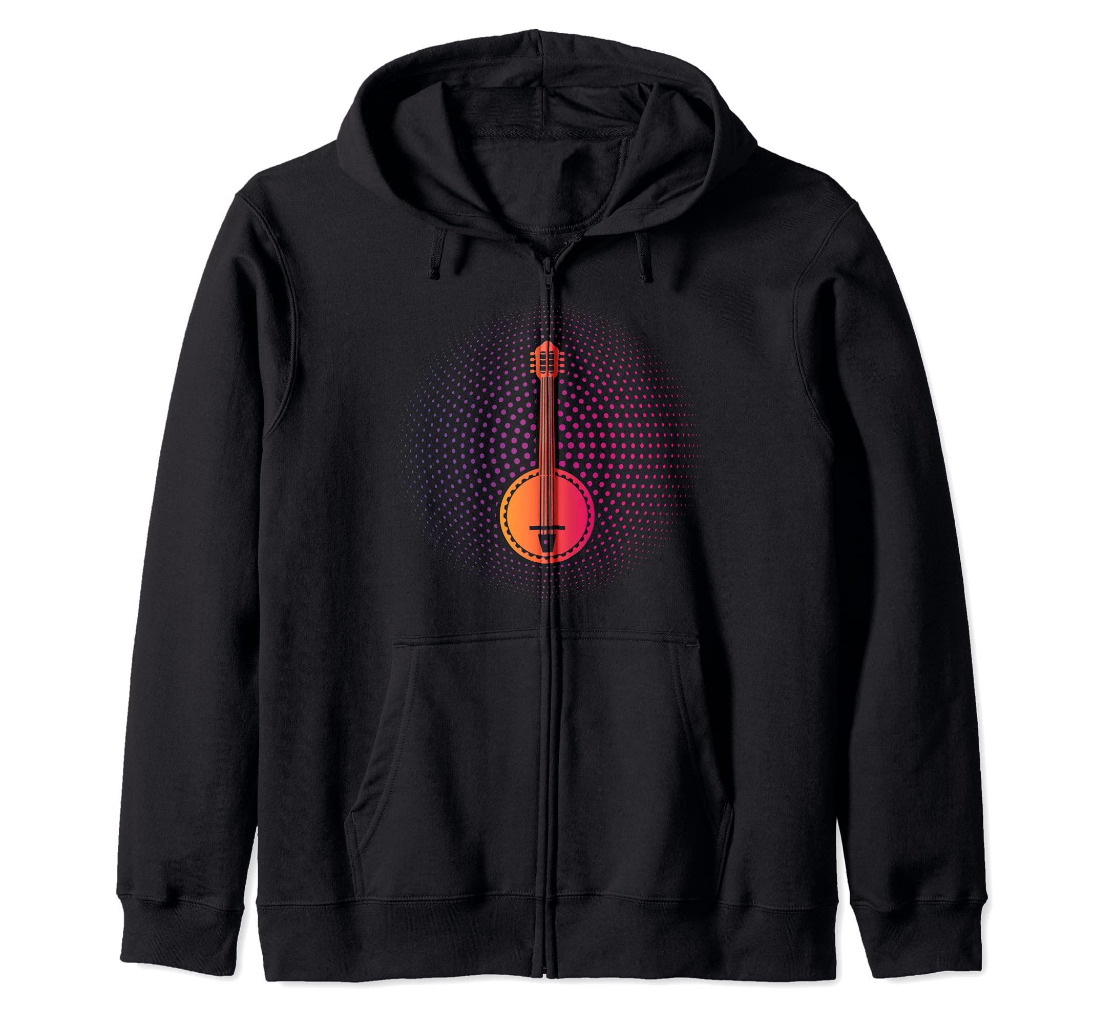 Banjo Bluegrass Musical Instruments Banjo Guitar Zip Hoodie