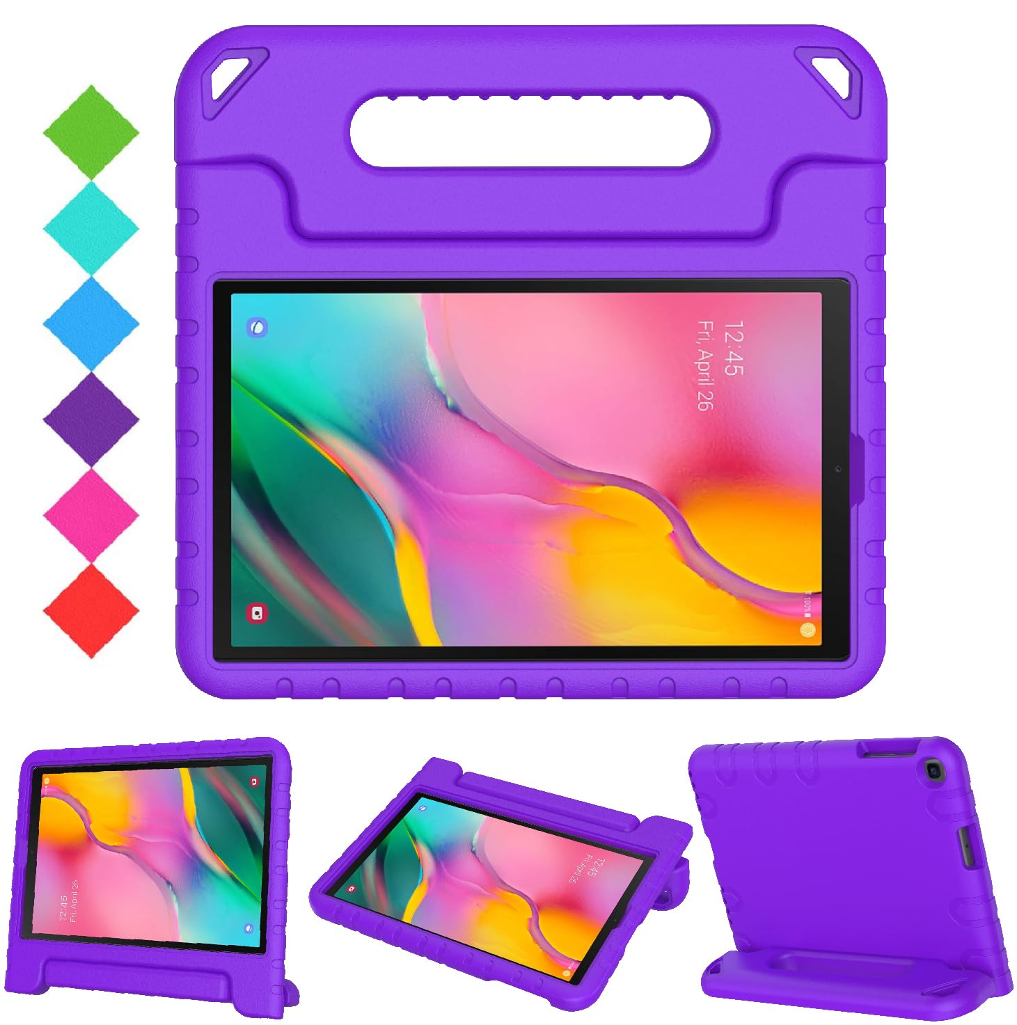 Photo 1 of BMOUO Kids Case for Samsung Galaxy Tab A 10.1 (2019) SM-T510/T515, Shockproof Light Weight Protective Handle Stand Kids Case for Galaxy Tab A 10.1 Inch 2019 Release SM-T510/T515 - Purple