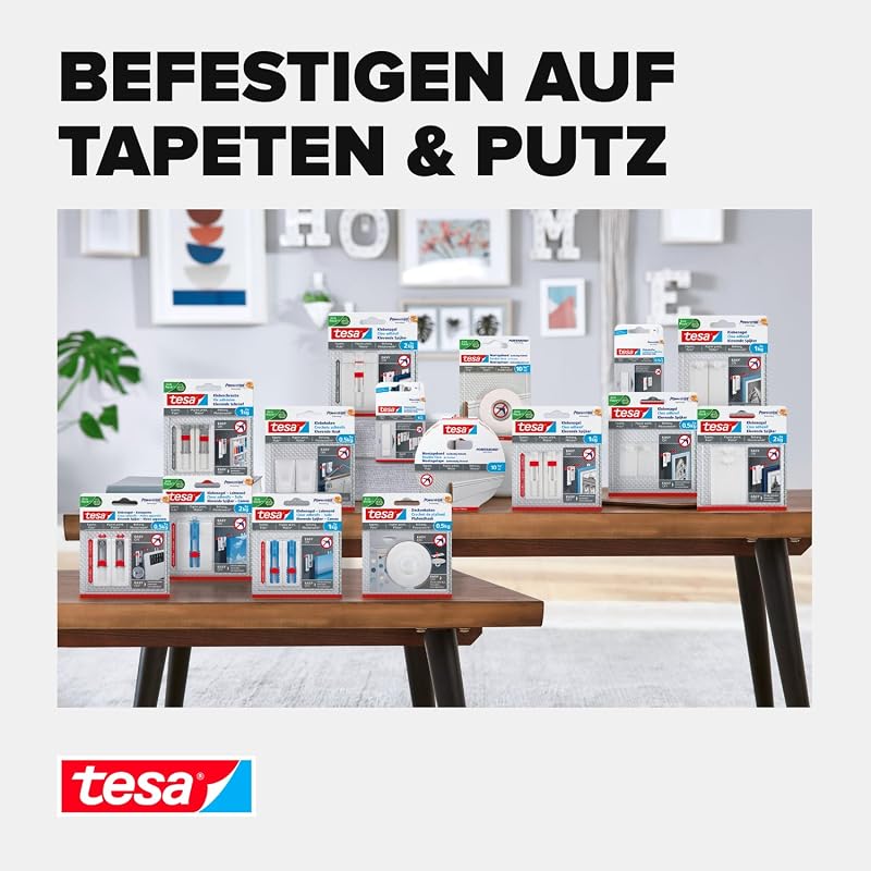 Klebenagel für Tapete & Putz, verstellbar - 4 Nägel inkl. tesa Strips