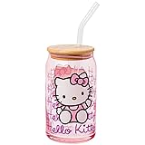 Silver Buffalo Sanrio Hello Kitty Waving Pink Glass