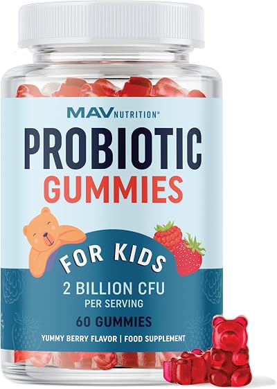 MAV NUTRITION Kids Probiotic Gummies 2B CFU + 50mg Prebiotic Fiber Berry