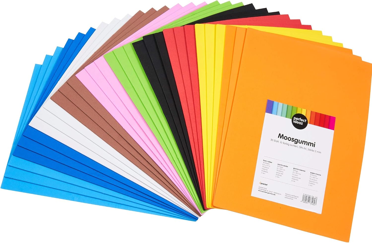 perfect ideaz 27 Sheets of A4 Coloured Foam Rubber, Foam Sheets in 9, 2 mm Thick, Colourful Foam Rubber