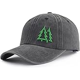 Kueyealp Pine Trees Hats for Men Women, Adjustable 3D Embroidered Cotton Outdoors Baseball Cap