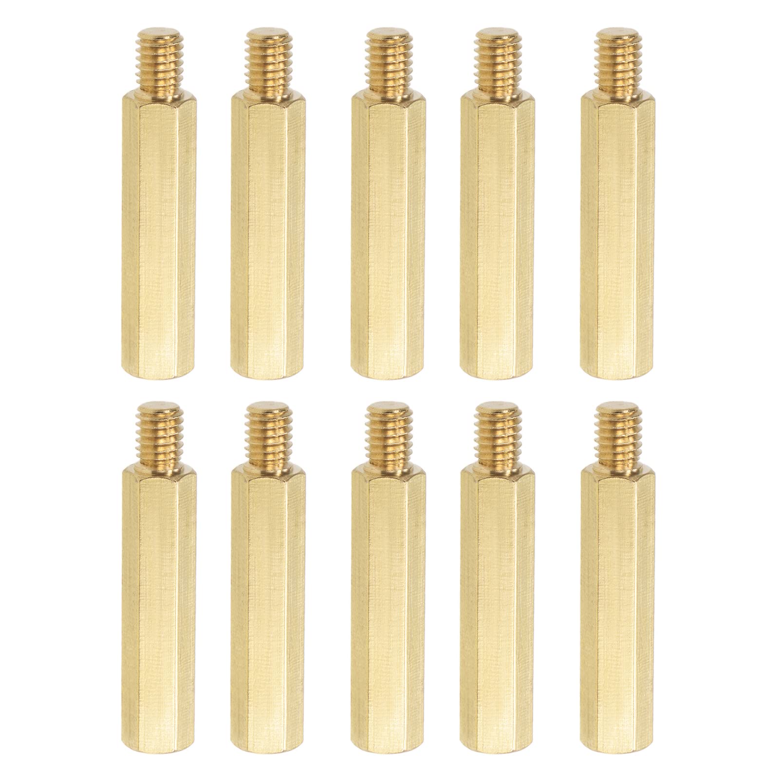 YOKIVE 10 Pcs M6 Standoff Screws, Brass Hex PCB Standoffs, Keep Height Consistent, Great for Motherboard (Gold Tone, 35mm+8mm)