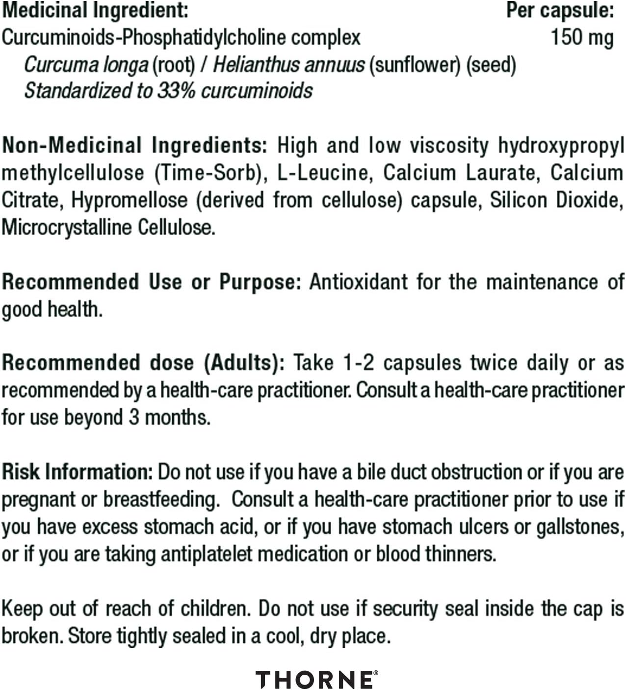 Thorne Research - Meriva SF (Soy Free) - Sustained-Released Curcumin Phytosome Supplement - 120 Capsules: Health & Personal Care