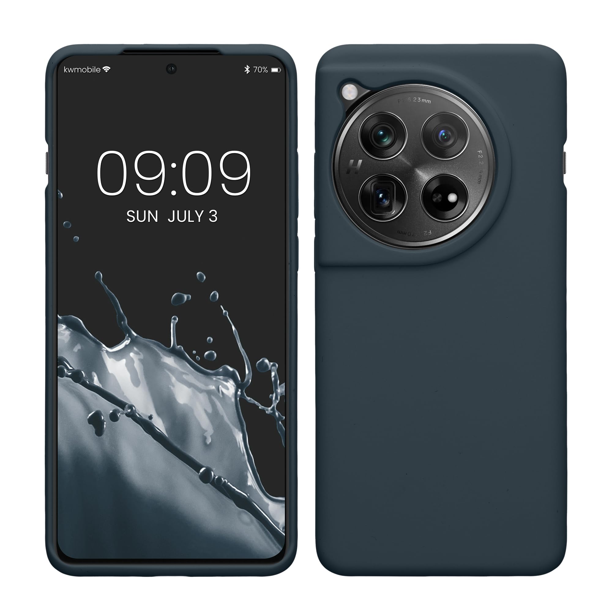 kwmobile Case Compatible with OnePlus 12 Case - TPU Silicone Phone Cover with Soft Finish - Dark Slate