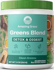 Amazing Grass Greens Blend Detox and Digest Clean Greens, 30 Servings | Organic Greens Blend Smoothie Mix with Digestive Enzy