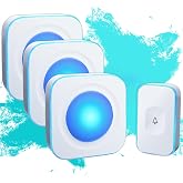 Wireless Doorbell 1200Ft Door Bells for Home with Flashing Light Hearing Impaired Door bell 1 Battery Button &amp; 3 Plug in Receivers for Home Classroom Room Office