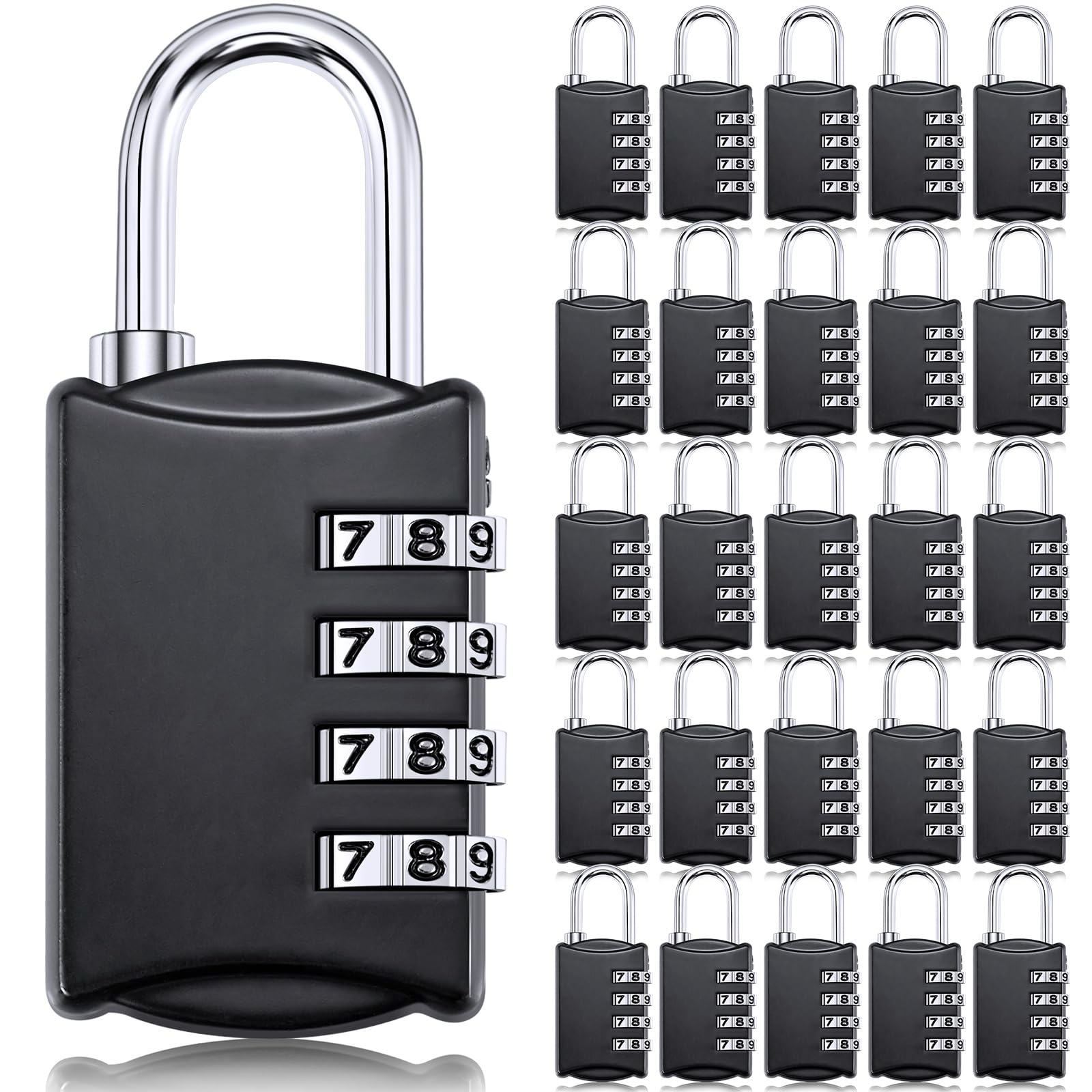Photo 1 of 25 Pcs 4 Digit Combination Locks Combination Padlock Luggage Number Locks Outdoor Waterproof Resettable Padlock for Door Traveling School Gym Locker Suitcases Employee Hasp Storage
