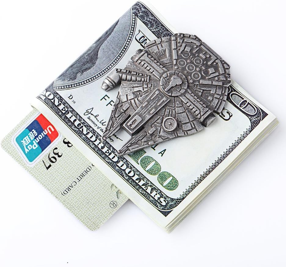 JingChuan Men's Spaceship Metal Money Clip Card Case Wallets for Star Wars