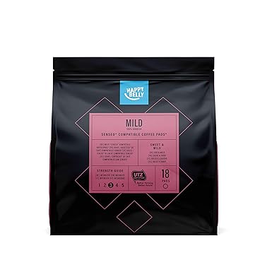 Amazon-Marke: Happy Belly Kaffee-Pads Mild kompatibel mit Senseo* - UTZ zertifiziert 90 Pads (5x18 )