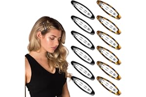 VOBOBE 12Pcs Hair Clip Barrettes for Women, Snap Metal Hair Clips Girls Oval Non Slip Barrettes Accessories