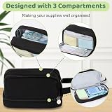 Alyvisun Large Capacity Pencil Case 3 Compartments with Handle Canvas view 3