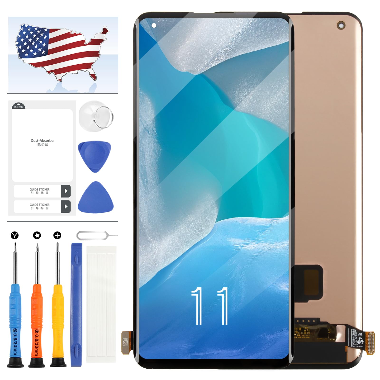 Photo 1 of A-MIND LCD Screen Replacement for Oneplus 11,[OLED] LCD Display for Oneplus 11 PHB110 CPH2449 CPH2447 CPH2451 Touch Screen Digitizer Display Assembly Repair Kit with Tools Black