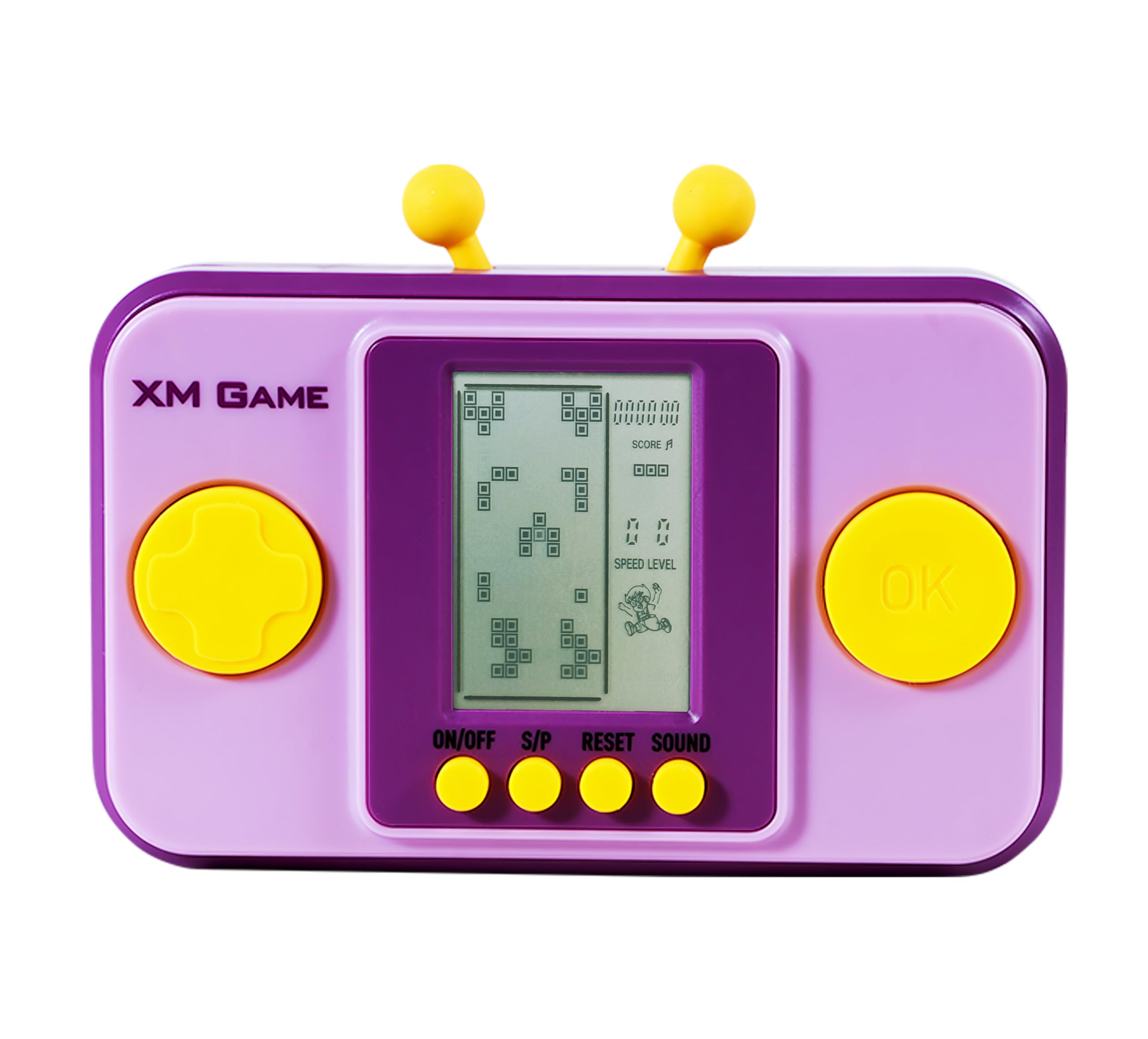 TAQY Creativity Brick Game Console 26 Block Games Adjustable Level/Speed ​​ Retro Handheld Game Console Soft Silicone Buttons Racing/Tank Battle Electronic Toys Children's (Purple)