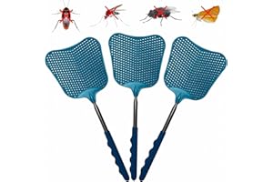 Telescopic Fly Swatter, Jakeloo 3 Pack Fly Swatter for Indoors Plastic Flyswatter Heavy Duty with Stainless Steel Telescopic Handle Ideal for Summer Home/Indoor/Outdoor/Classroom/Office (Blue)
