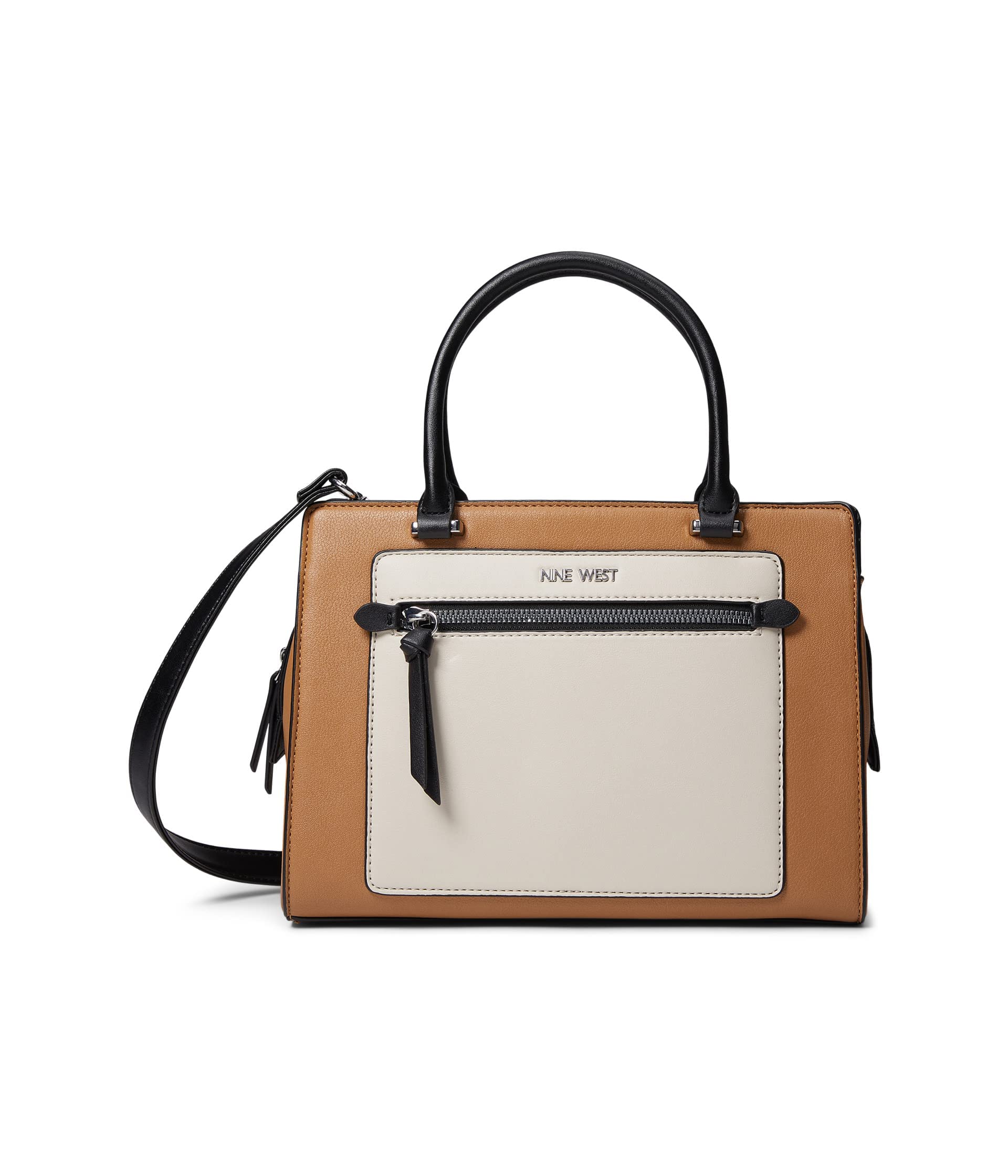 Nine West Women's Nadette Satchel Dark Camel Multi