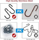DONQL 20pcs Black S Hooks 2.36in Stainless Steel Heavy Duty 7kg view 5