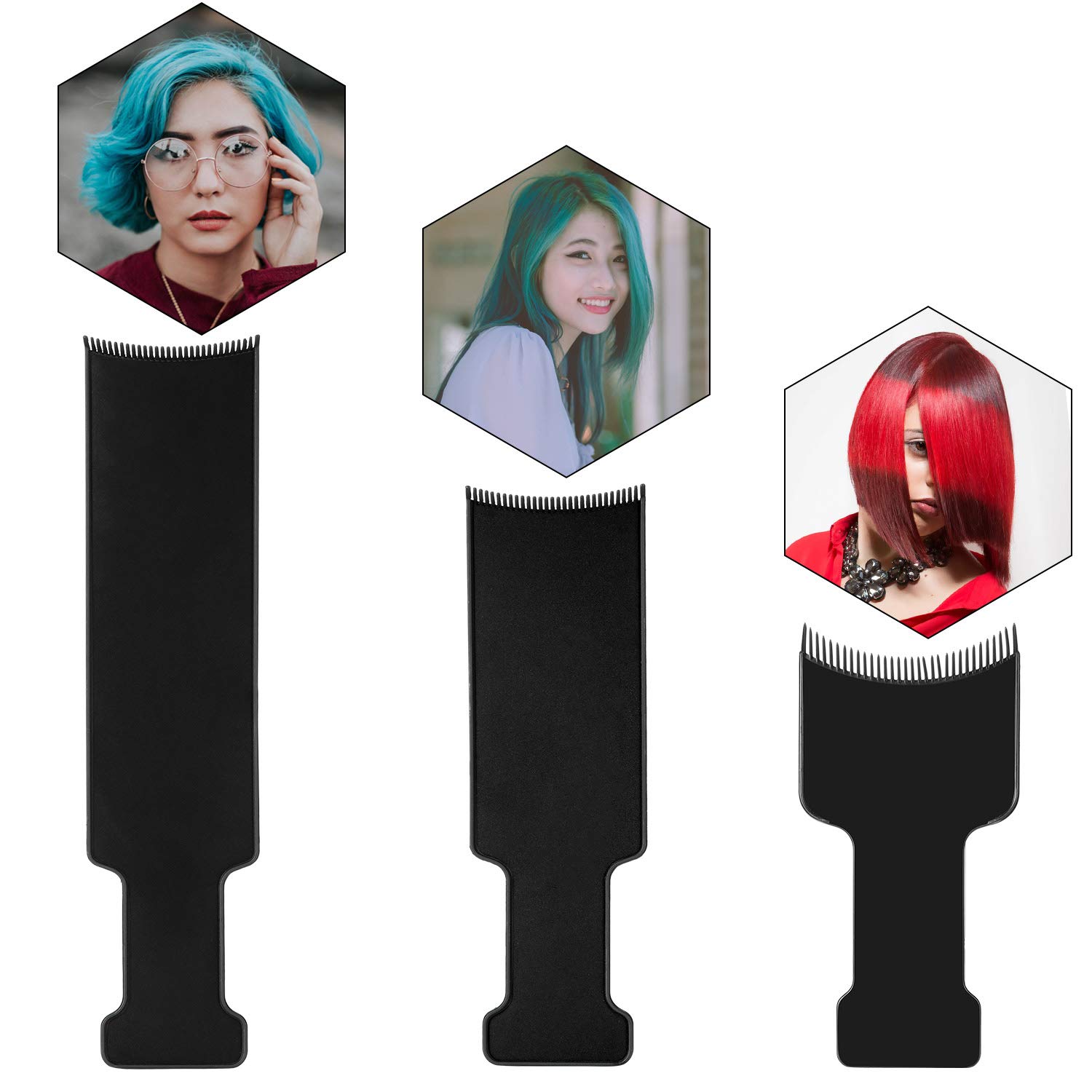 Mudder 4 Pcs Balayage Highlighting Board and Brush Kit 1 Hair Dye Brush and 3 Balayage Highlighting Board with Teeth Black Hair Dye Comb for Women Hairstylist Accessories