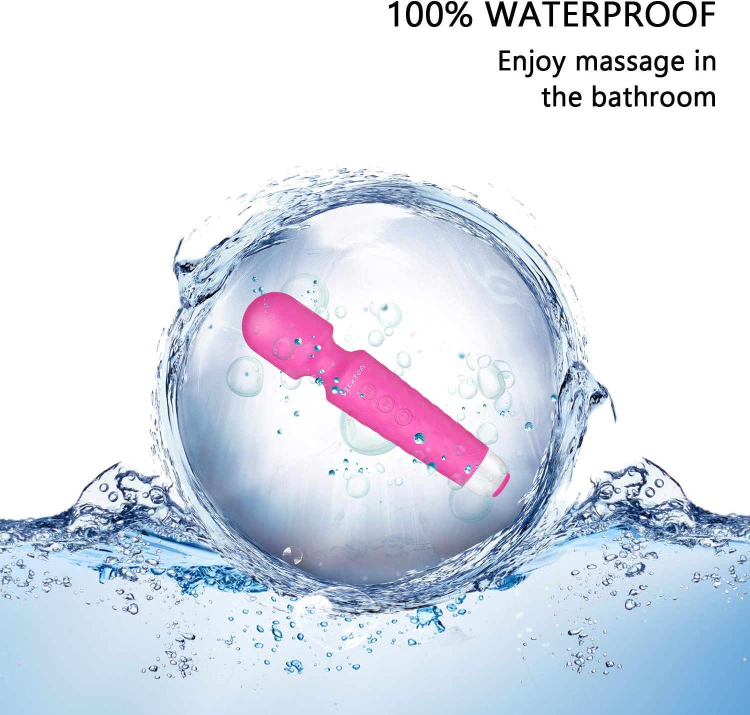 SIKXTOA Powerful Wand Massager with 20 Vibration Modes 8 Speeds, Wireless Handheld Waterproof Quiet Rechargeable Portable Personal Full Body Massager Relieve Muscle Stress Relaxing Body - Rose: Health & Personal Care