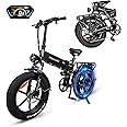 Miyazaki Foldable Electric Bike, Folding Ebike,1500W Motor, 48V20Ah Removable Battery, 20"X4.0" Fat Tire Bicycle, 7 Speeds,Hydraulic Shock Absorber, Disc Brake, Aviation Aluminum Frame