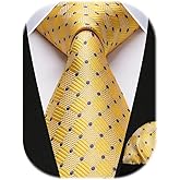 HISDERN Mens Ties Plaid Tie and Pocket Square Set Classic Woven Formal Checkered Neckties & Handkerchief Wedding Party
