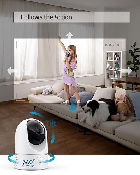 EUFY SECURITY 2K INDOOR CAM PAN & TILT, PLUG-IN SECURITY INDOOR CAMERA WITH WI-FI, IP CAMERA, HUMAN & PET AI, VOICE ASSISTANT COMPATIBILITY, MOTION TRACKING, HOMEBASE NOT REQUIRED (RENEWED)