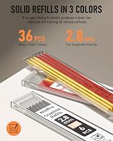 Nicpro 3 Pack Carpenter Pencil with Sharpener & Holder 39 Refills Red Black view 4