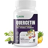 Quercetin with Bromelain, Quercetin 500mg Capsules, Vitamin C & D3, Zinc and Elderberry - Advanced Lung Immune and Respiratory Support Supplement - 60 Capsules