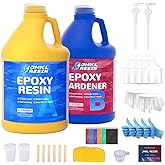 JHKL RESIN Epoxy Resin Kit 1 Gallon Crystal Clear, No Bubble & Not Yellowing Gallon for Casting & Coating, Table Top, Epoxy Resin DIY Jewelry Making, Art Crafts, Wood & Resin to Easy Mix 1:1