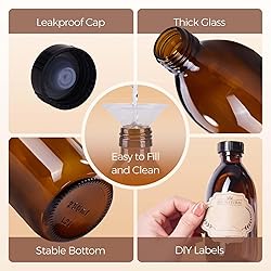 12 Pack, 8 OZ Amber Glass Bottles with Caps