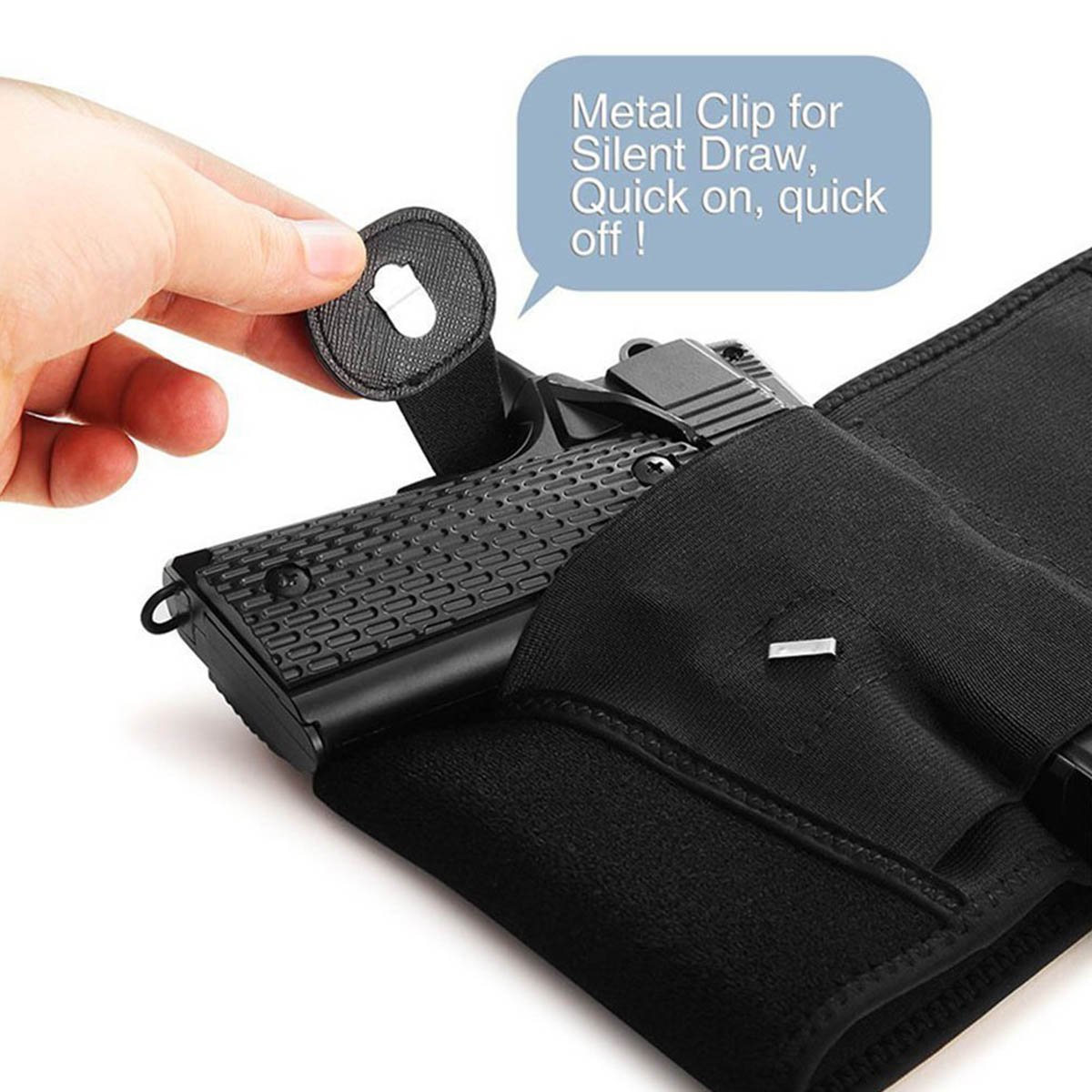 LEOSO Adjustable Concealed Carry Waist Belly Band Gun Holster Elastic