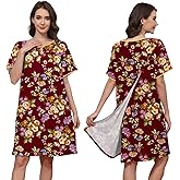 Liokoc Hospital Gowns for Women Open Back Tear Away Snap Post Shoulder Surgery Short Sleeve Soft Cotton Adaptive Clothing