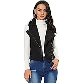 Allegra K Women's Faux Suede Vest Casual Sleeveless Biker Jacket