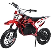 Shulemin Kids Electric Dirt Bike,Children Motocross Bike Off Road Mini Motorcycle 36V 500W Motor Mechanical Disc Brakes 25KM/H High Speed Chain 10 Inches Wheels Dirt Bikes for Kids 8-14 Red Black