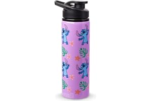 Silver Buffalo Disney Lilo and Stitch Tropical Sitting Stitch Double Walled Stainless Steel Water Bottle, 25 Ounces