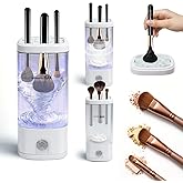 AiDwell 3 IN 1 Electric Makeup Brush Cleaner Machine With Dryer, Holder, Portable Automatic USB Cosmetic Brushes Cleaner Tool Deep Cleaning for All Size Beauty Makeup Brush Set, Sponges, Blush Brush