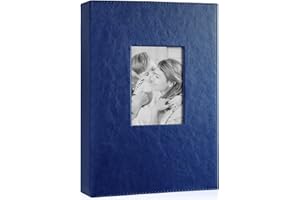 Benjia Photo Album 4x6 300 Pockets, Leather Cover Photo Albums that Holds 300 Horizontal 4x6 Pictures Blue